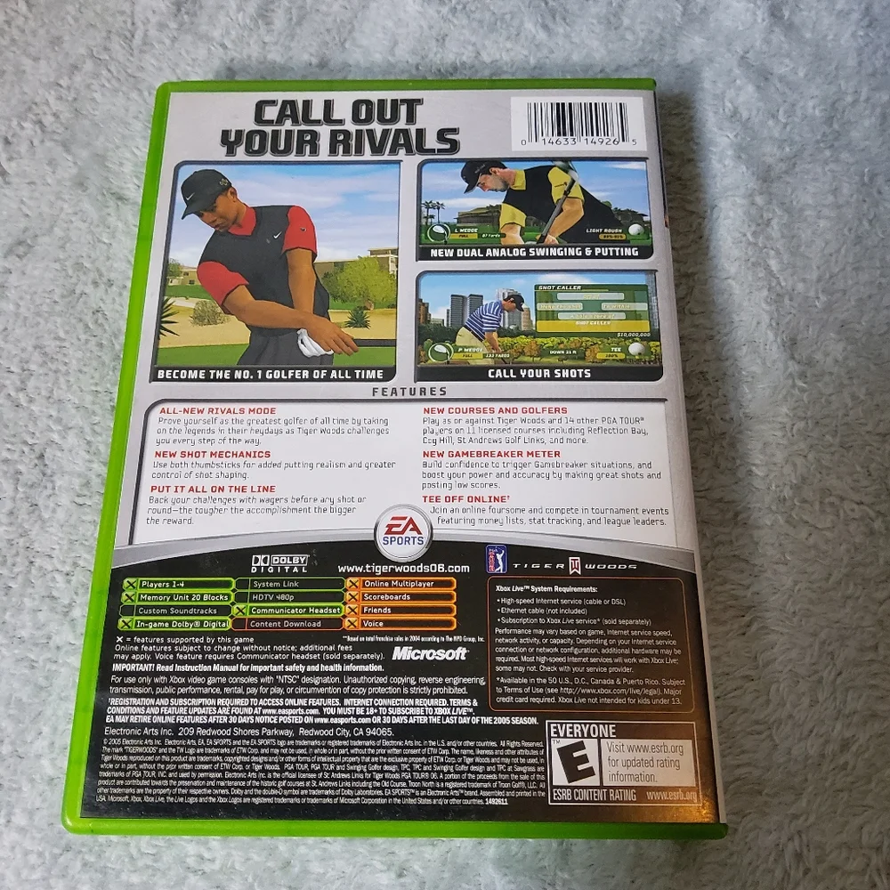 Tiger Woods PGA Tour 06 Microsoft Original Xbox, 2006 Complete In Box Golf